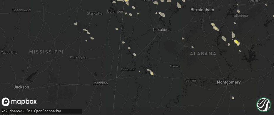 Hail map in Boligee, AL on June 1, 2026
