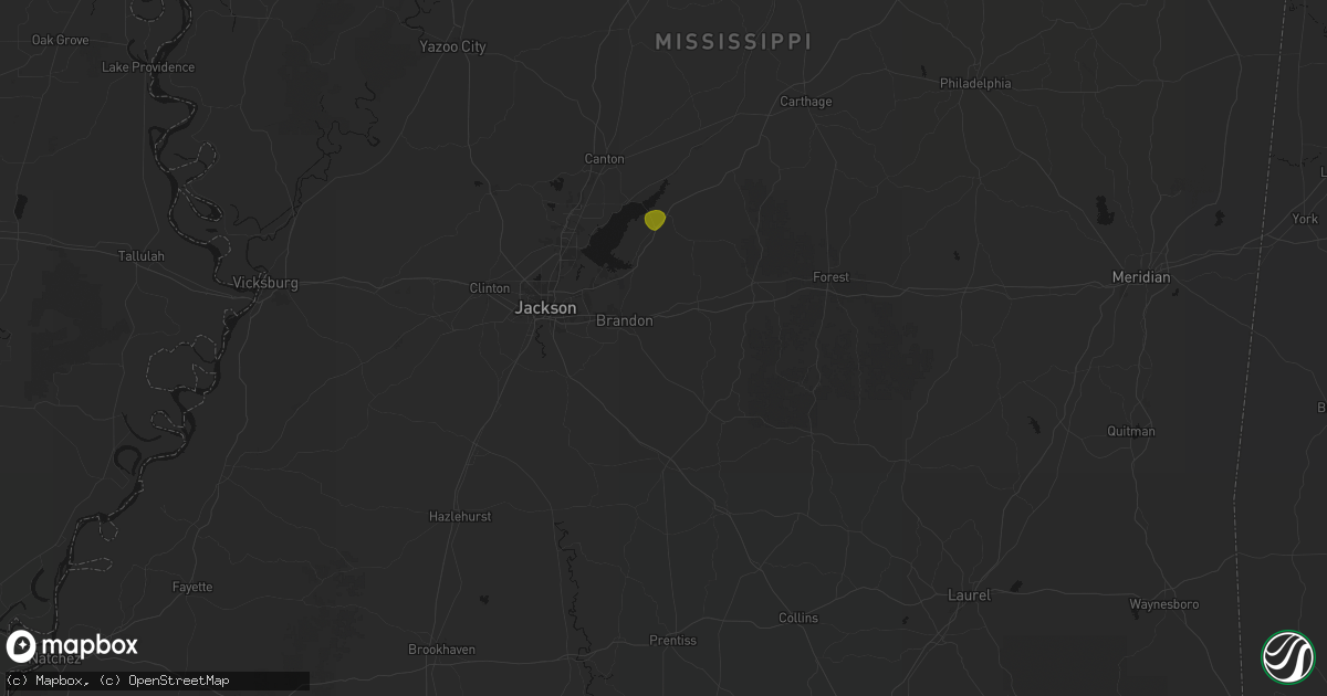 Hail map in Brandon, MS on June 1, 2026