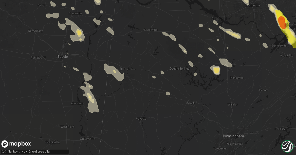 Hail map in Brilliant, AL on June 1, 2026