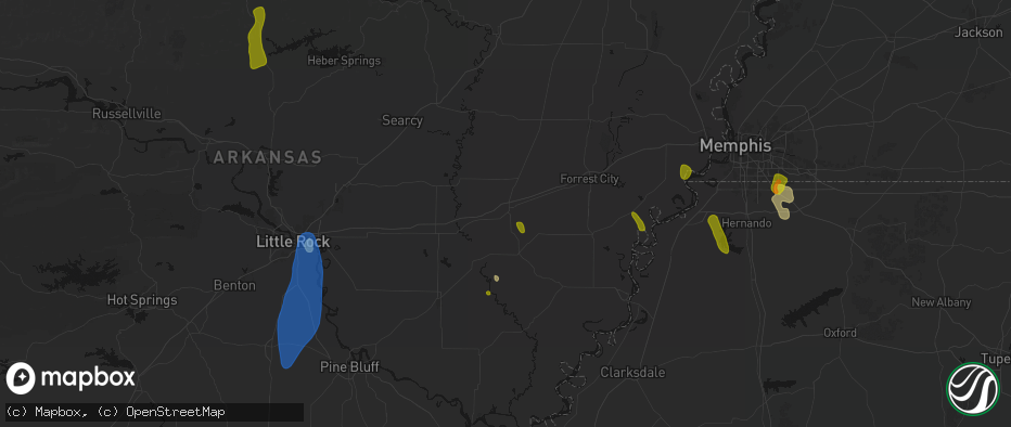 Hail map in Brinkley, AR on June 1, 2026