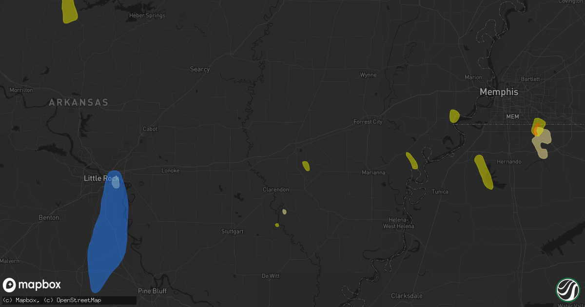 Hail map in Brinkley, AR on June 1, 2026