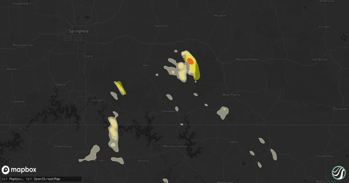 Hail map in Brixey, MO on June 1, 2026