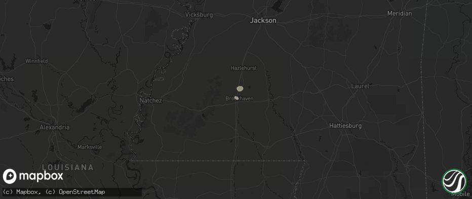 Hail map in Brookhaven, MS on June 1, 2026