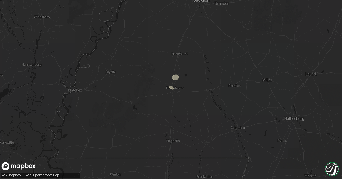 Hail map in Brookhaven, MS on June 1, 2026