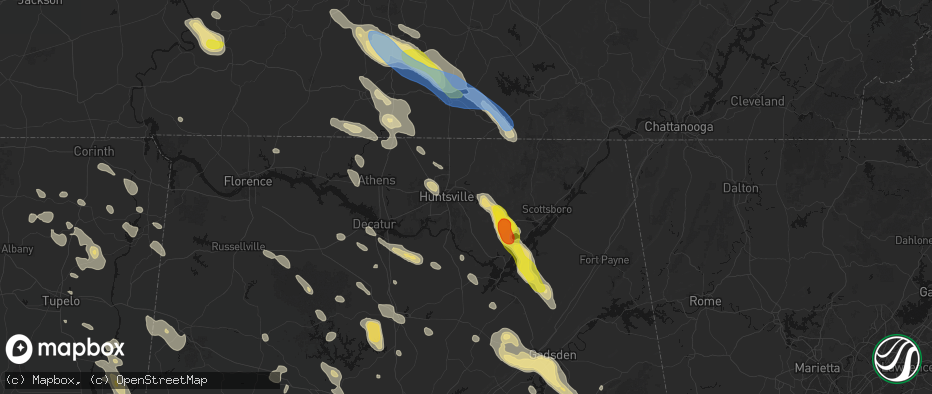 Hail map in Brownsboro, AL on June 1, 2026