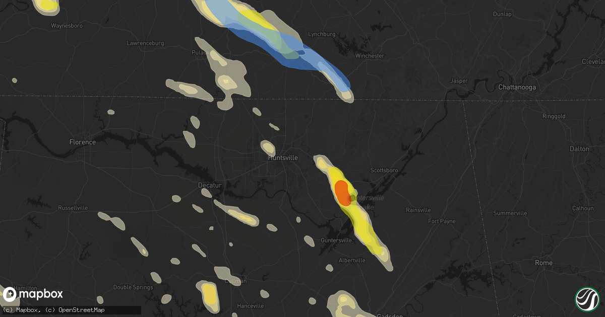 Hail map in Brownsboro, AL on June 1, 2026