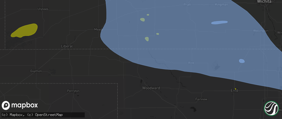 Hail map in Buffalo, OK on June 1, 2026
