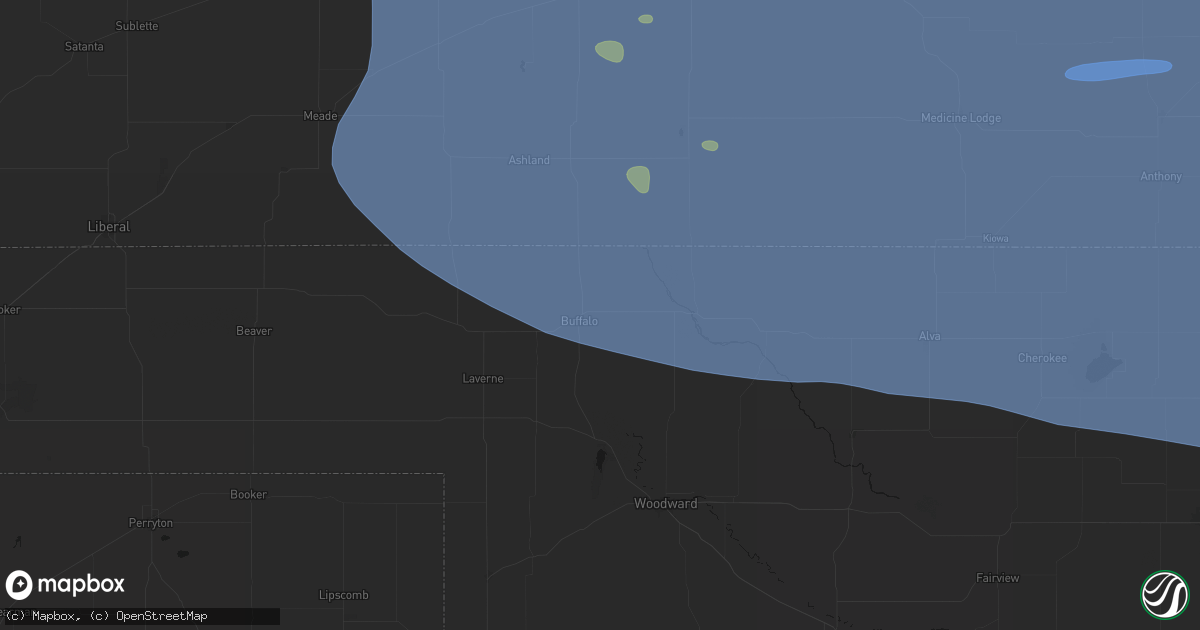 Hail map in Buffalo, OK on June 1, 2026