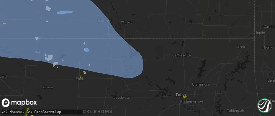 Hail map in Burbank, OK on June 1, 2026