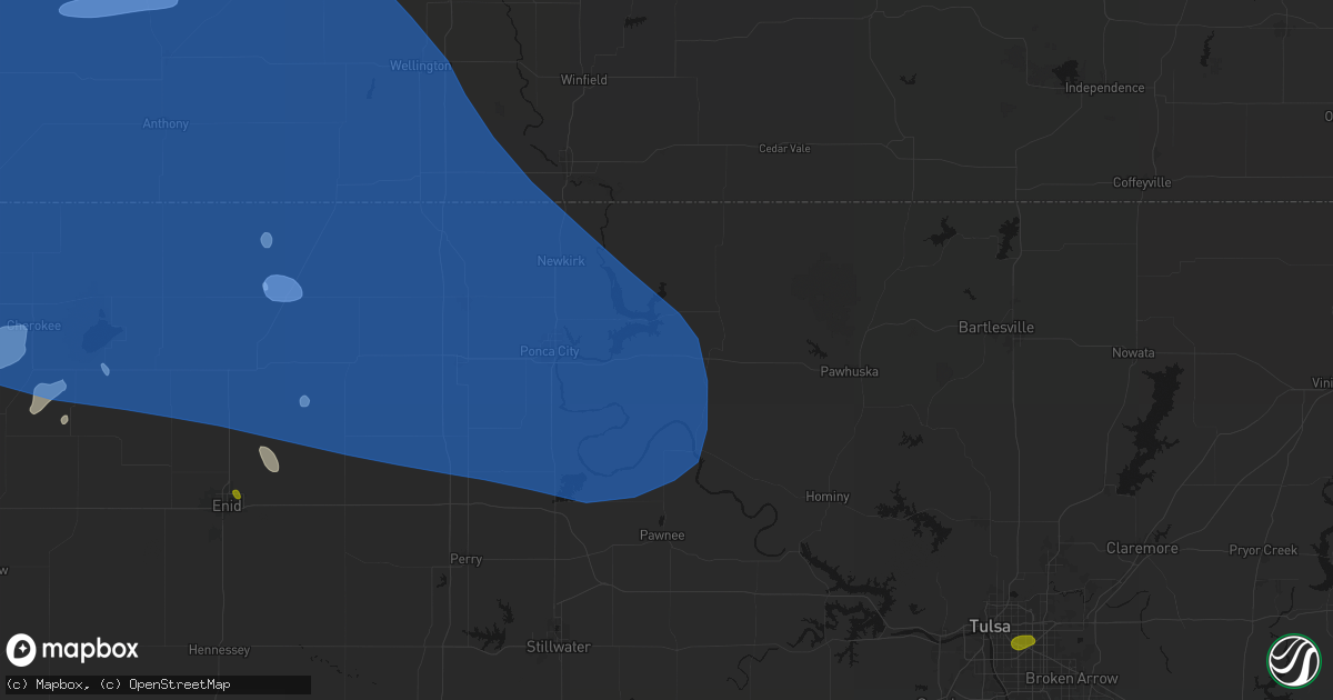 Hail map in Burbank, OK on June 1, 2026