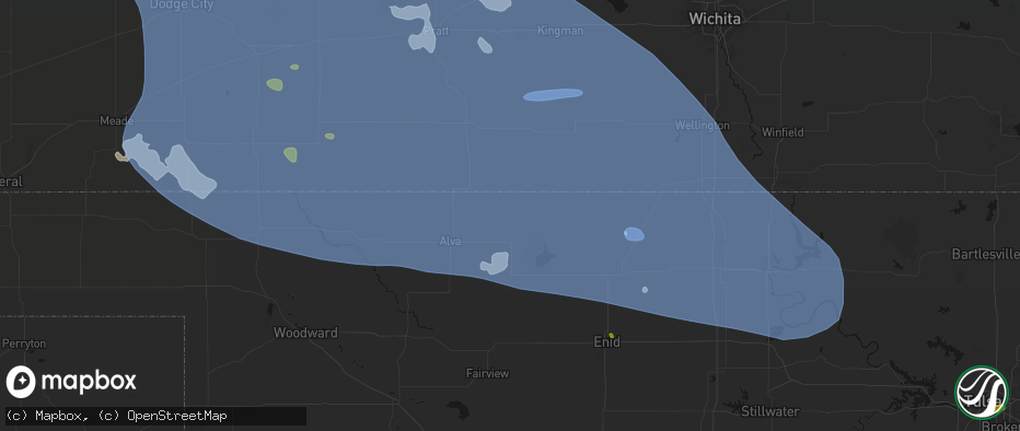 Hail map in Burlington, OK on June 1, 2026