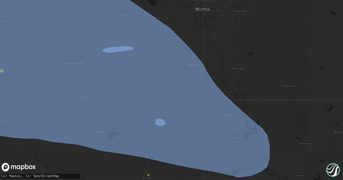 Hail map in Caldwell, KS on June 1, 2026