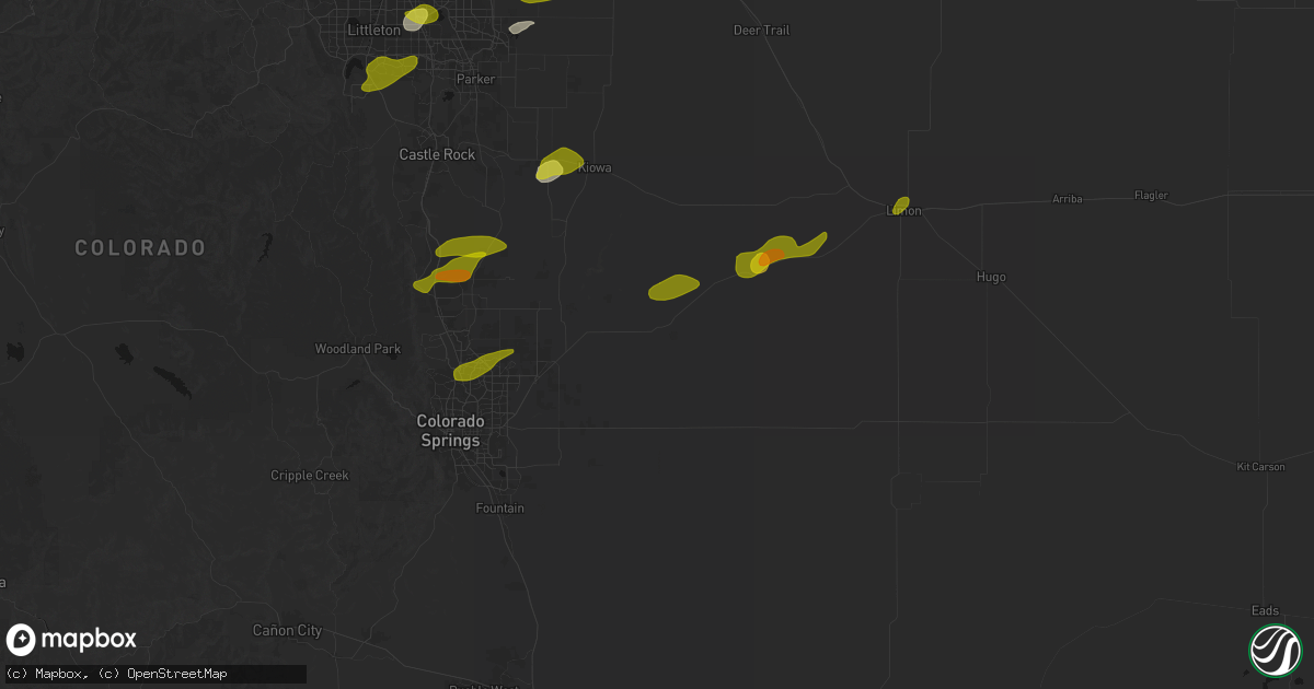Hail map in Calhan, CO on June 1, 2026
