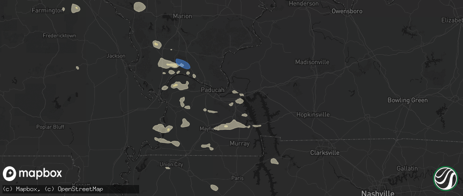 Hail map in Calvert City, KY on June 1, 2026