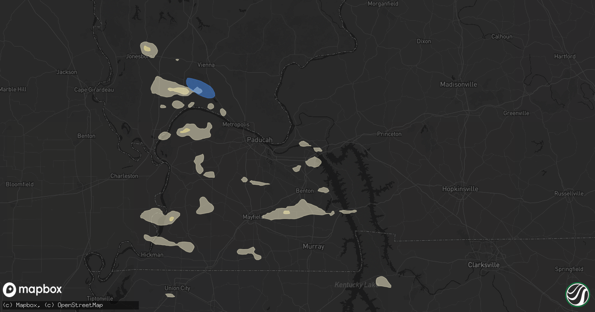 Hail map in Calvert City, KY on June 1, 2026