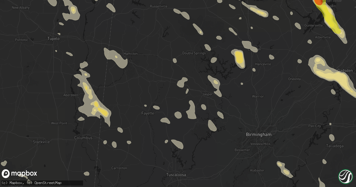 Hail map in Carbon Hill, AL on June 1, 2026