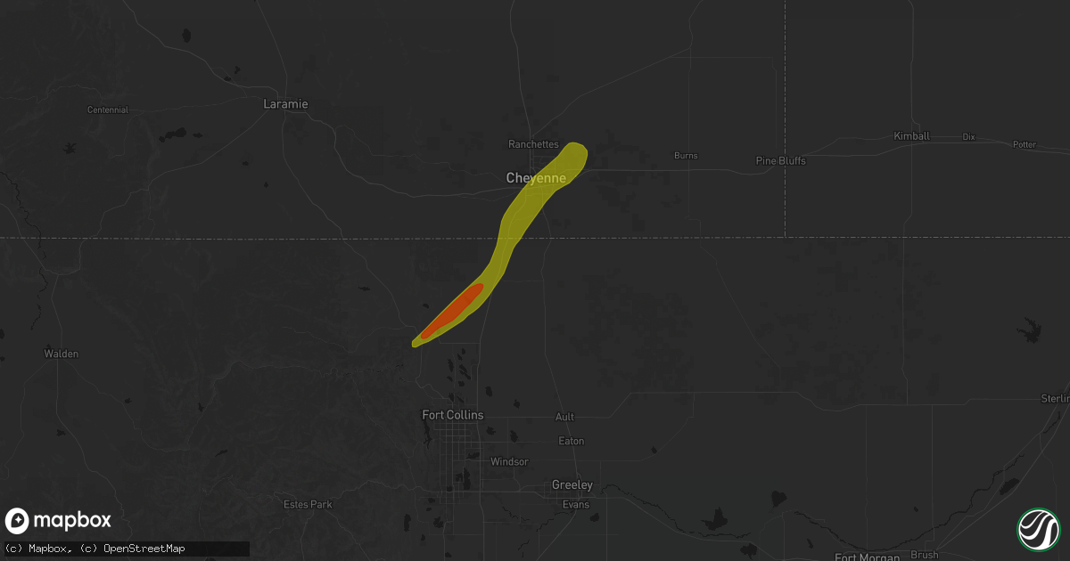 Hail map in Carr, CO on June 1, 2026