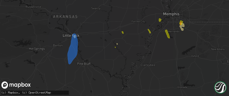 Hail map in Casscoe, AR on June 1, 2026