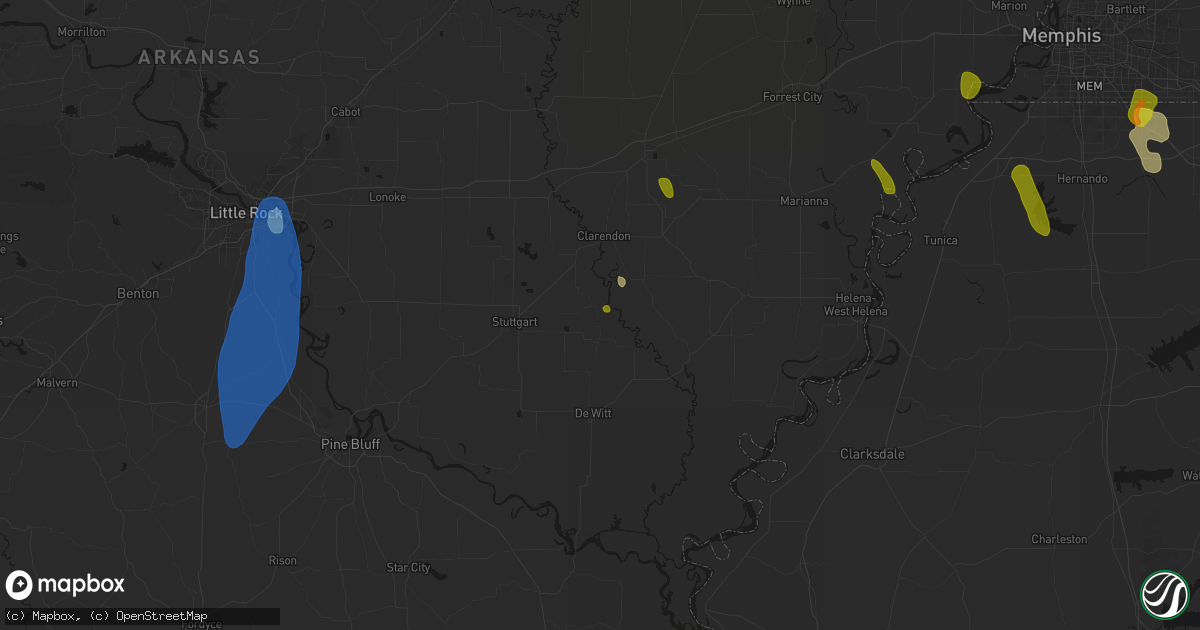 Hail map in Casscoe, AR on June 1, 2026