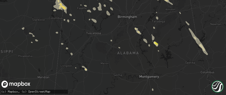 Hail map in Centreville, AL on June 1, 2026