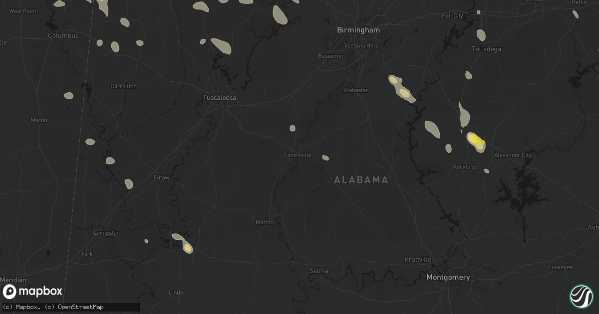Hail map in Centreville, AL on June 1, 2026