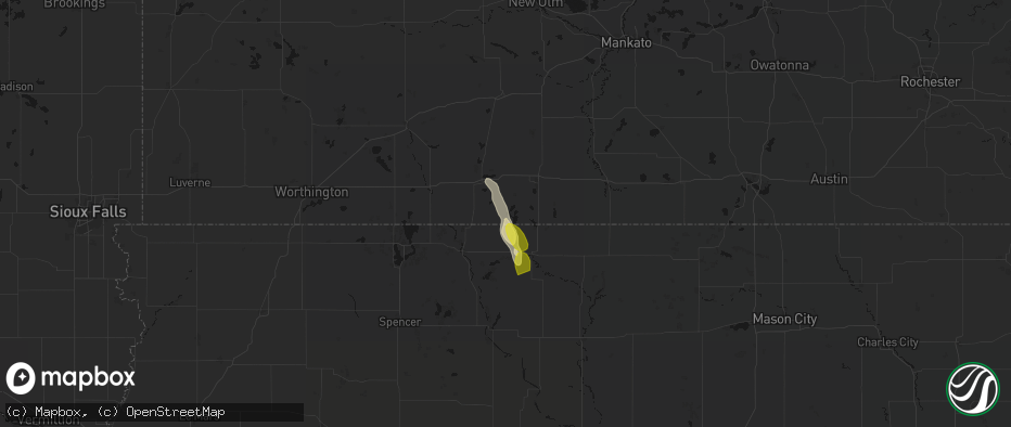 Hail map in Ceylon, MN on June 1, 2026