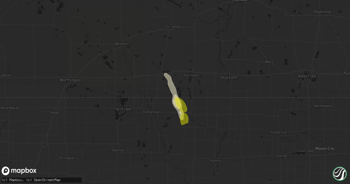 Hail map in Ceylon, MN on June 1, 2026