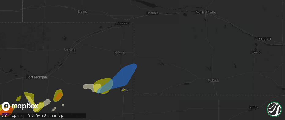 Hail map in Champion, NE on June 1, 2026