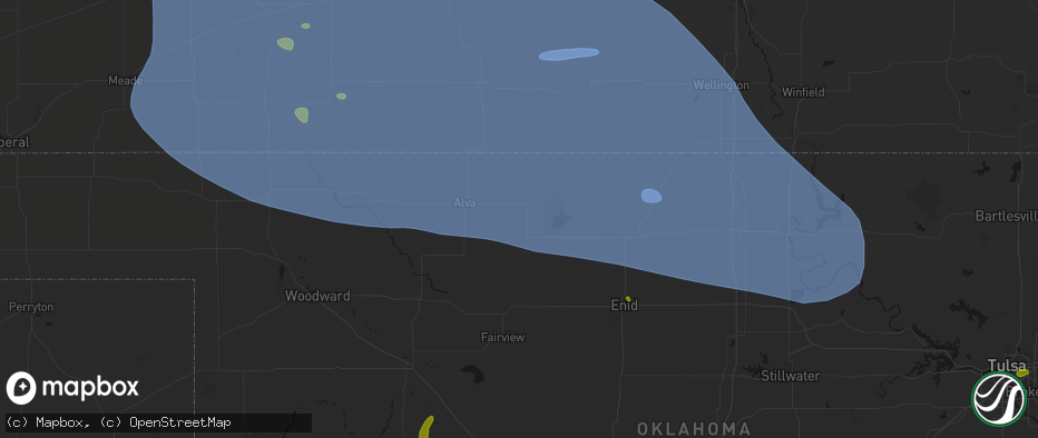 Hail map in Cherokee, OK on June 1, 2026
