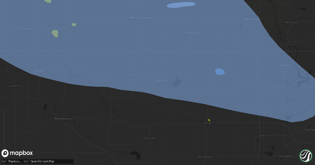 Hail map in Cherokee, OK on June 1, 2026