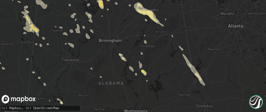 Hail map in Childersburg, AL on June 1, 2026