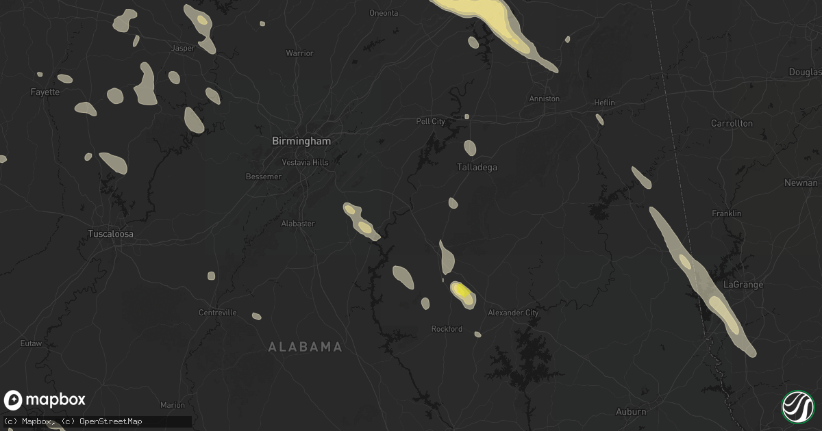 Hail map in Childersburg, AL on June 1, 2026