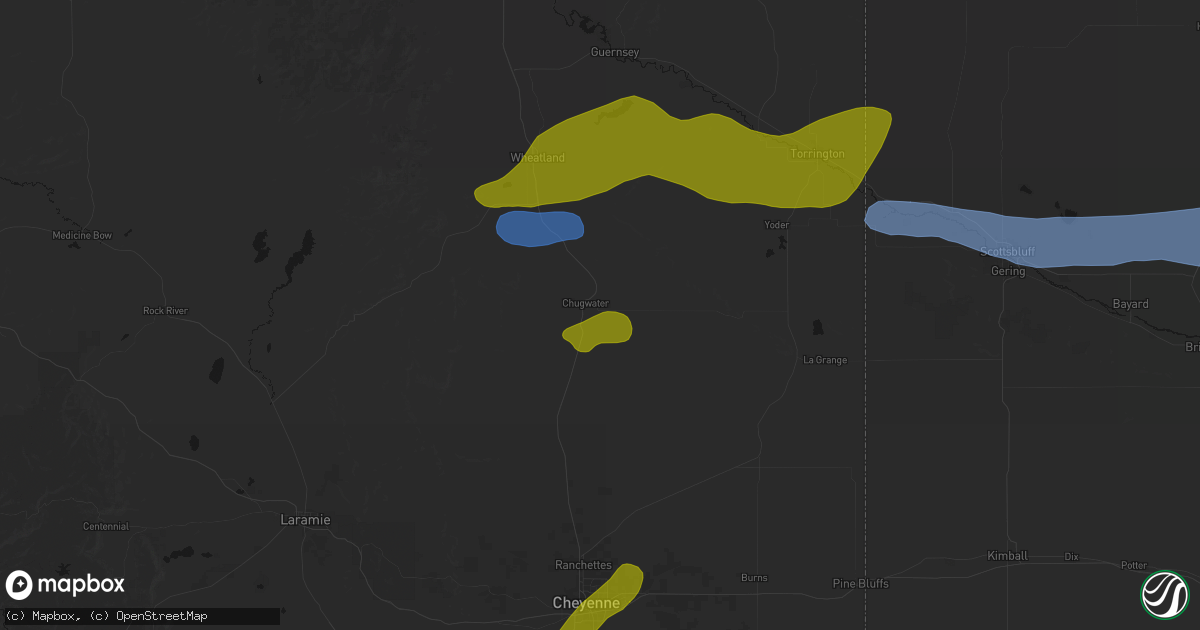 Hail map in Chugwater, WY on June 1, 2026
