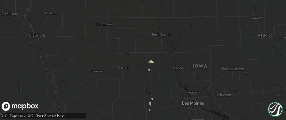 Hail map in Churdan, IA on June 1, 2026