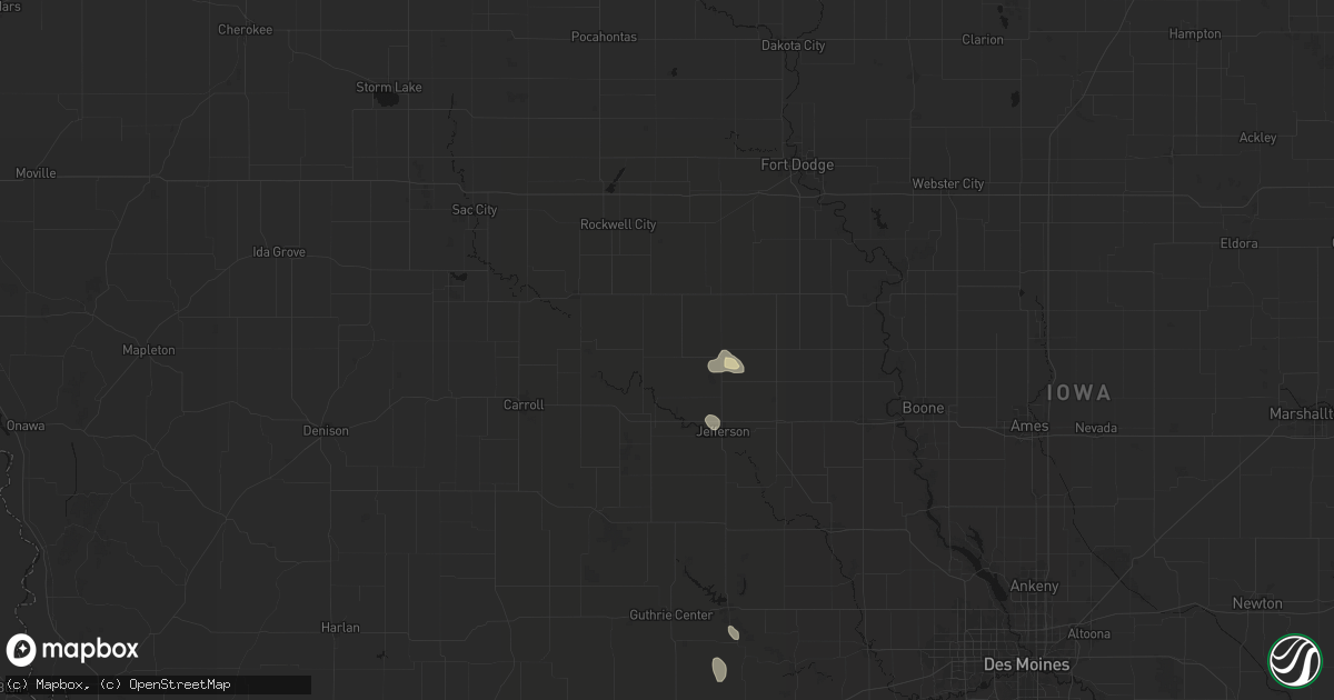 Hail map in Churdan, IA on June 1, 2026