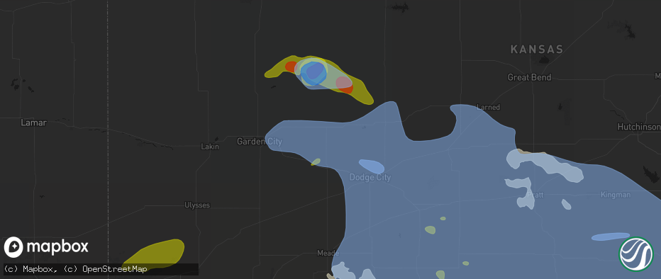 Hail map in Cimarron, KS on June 1, 2026