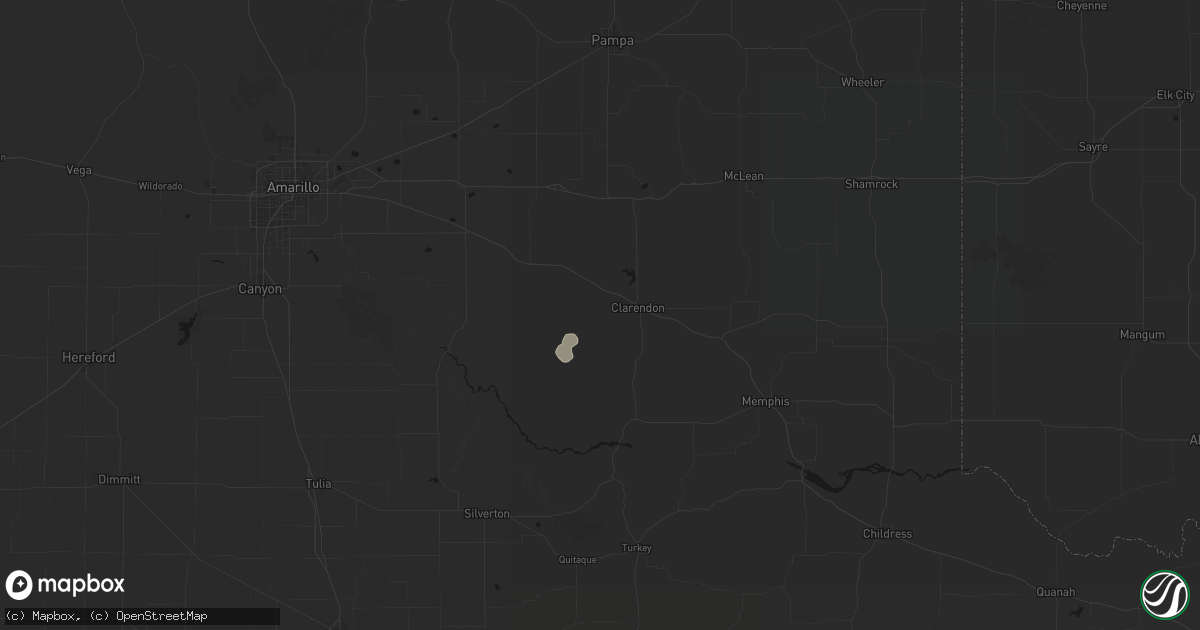 Hail map in Clarendon, TX on June 1, 2026