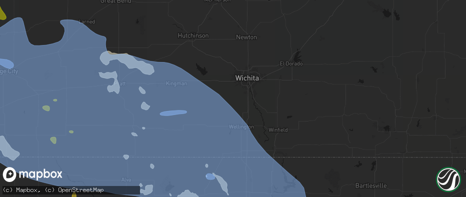 Hail map in Clearwater, KS on June 1, 2026