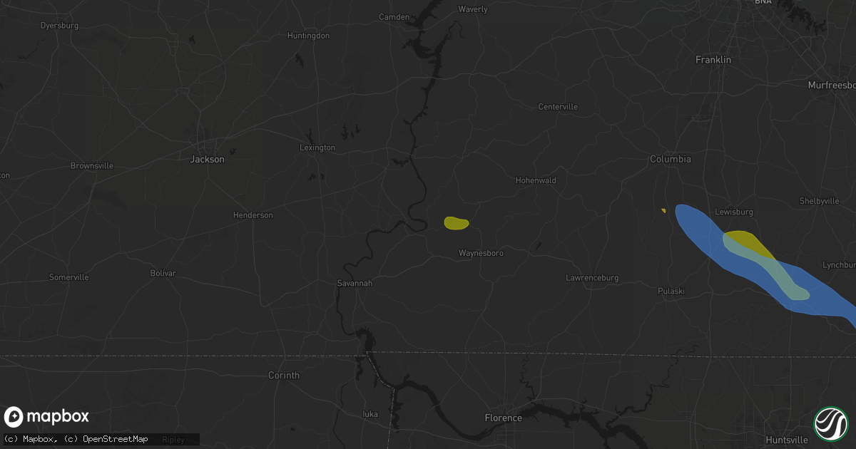 Hail map in Clifton, TN on June 1, 2026