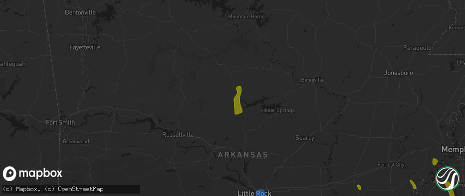 Hail map in Clinton, AR on June 1, 2026