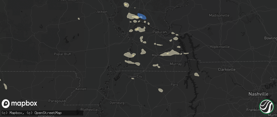 Hail map in Clinton, KY on June 1, 2026