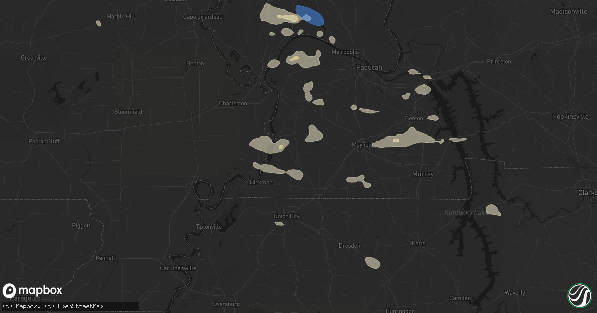 Hail map in Clinton, KY on June 1, 2026