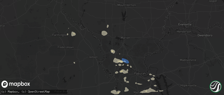 Hail map in Cobden, IL on June 1, 2026