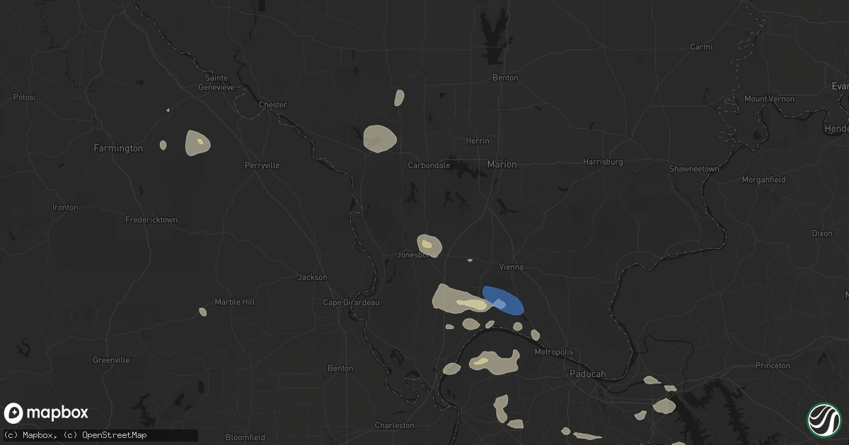 Hail map in Cobden, IL on June 1, 2026