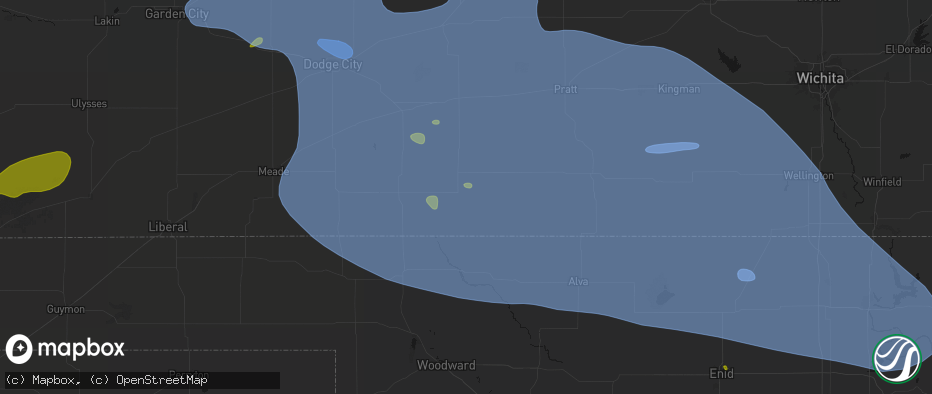 Hail map in Coldwater, KS on June 1, 2026