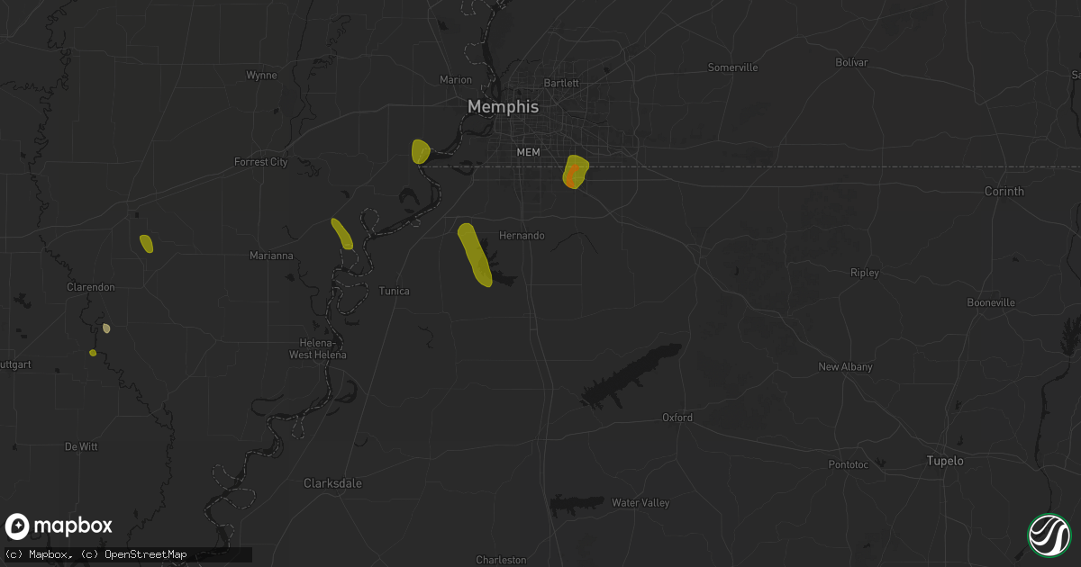 Hail map in Coldwater, MS on June 1, 2026
