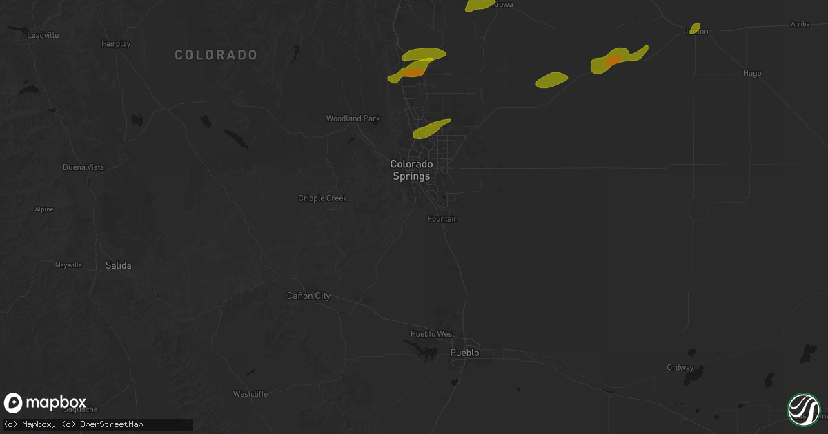 Hail map in Colorado Springs, CO on June 1, 2026