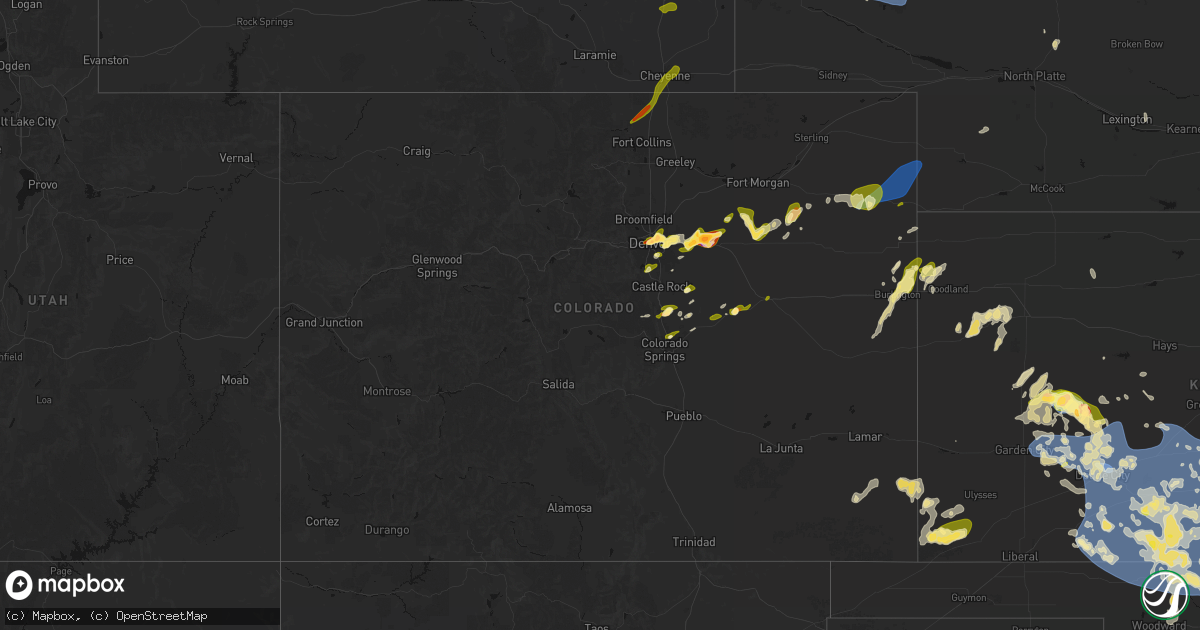 Hail map in Colorado on June 1, 2026