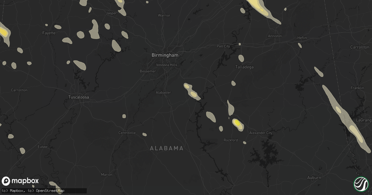 Hail map in Columbiana, AL on June 1, 2026