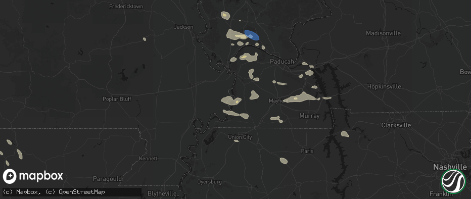 Hail map in Columbus, KY on June 1, 2026